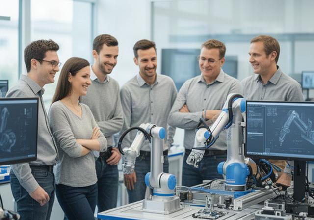 Interdisziplinäres Team von Robotikingenieuren und KI-Spezialisten von Fuchs & Frey Intelligent am Standort Bülach bei Zürich